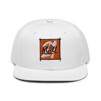 21 Rebel bitcoin snapback hat in White, front view.