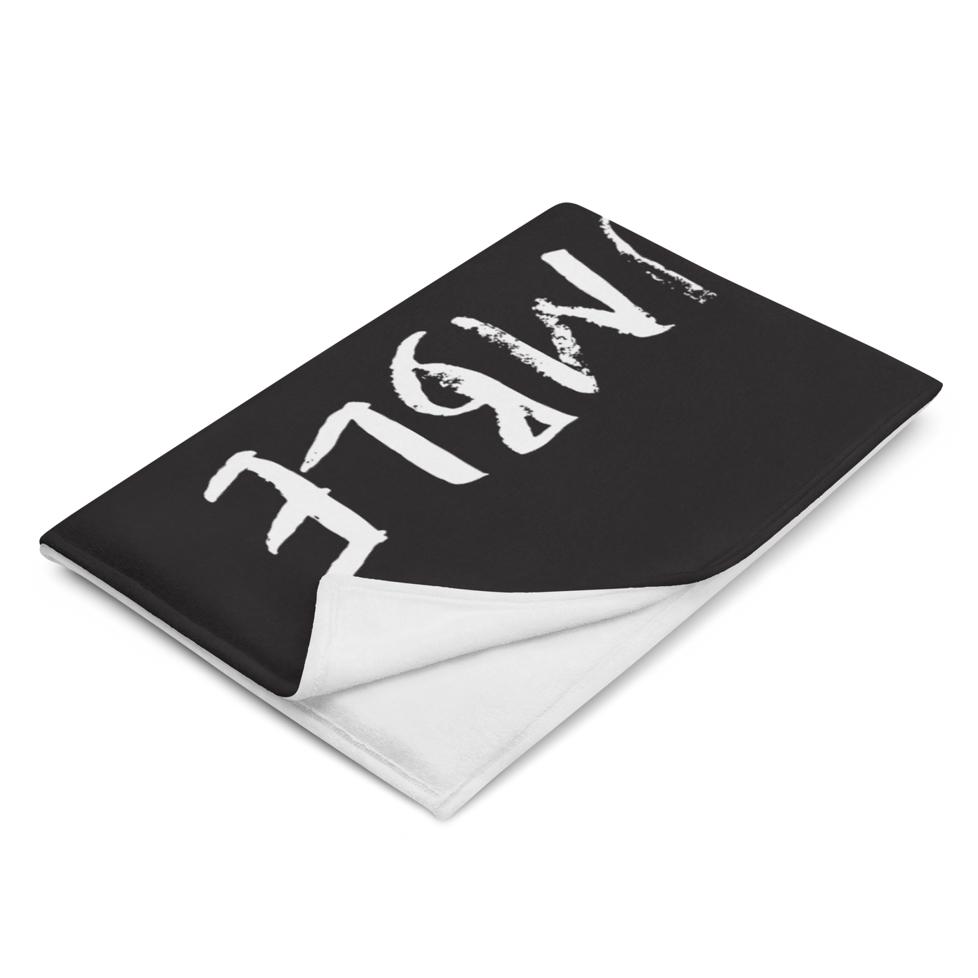 Stay Humble Stack Sats Bitcoin throw blanket folded on a white background, showing the printed front and the plain white reverse side.