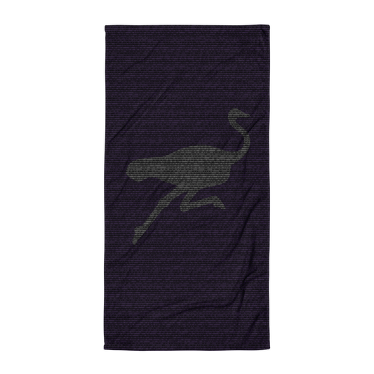 Front view of a black nostr binary nostr towel.