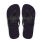 Top view of a pair of black nostr flip flops.