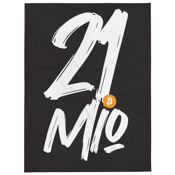 Soft silk touch Bitcoin throw blanket with 21 million cap design, 60x80 inches, hypoallergenic and machine washable