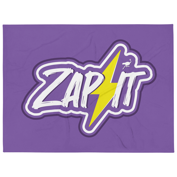 Soft silk touch Nostr throw blanket with Zap It design, 60x80 inches, white reverse, machine washable