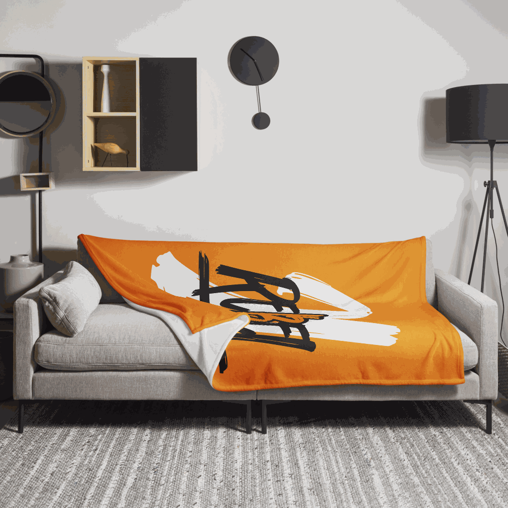 Bitcoin throw blanket with 21 Rebel design, soft silk touch, 60x80 inches, hypoallergenic and machine washable