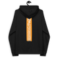 Back view of a black bitcoin hoodie.