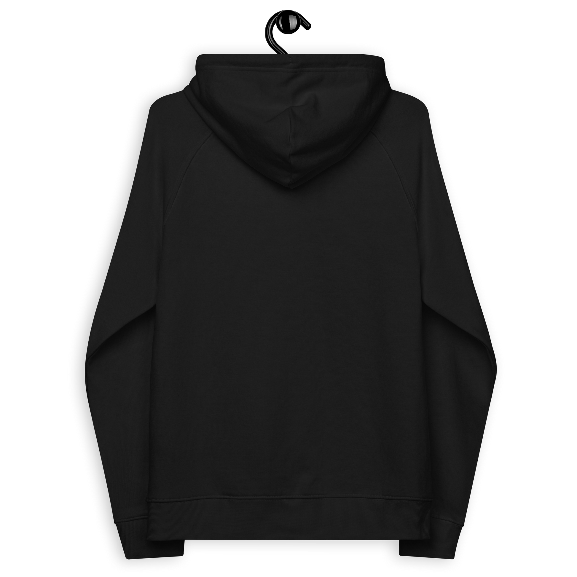 Back view of a black nostr DVM hoodie.