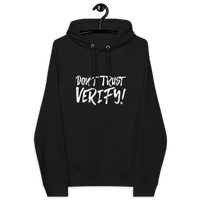 Don't Trust Verify sustainable bitcoin hoodie certifications icons ECO PETA GOTS OCS GRS