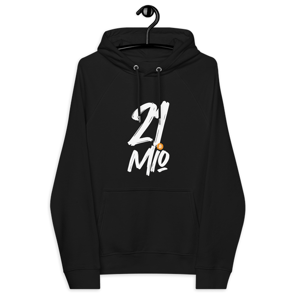 Eco-friendly 21 Million Hoodie with Bitcoin design and sustainability certifications