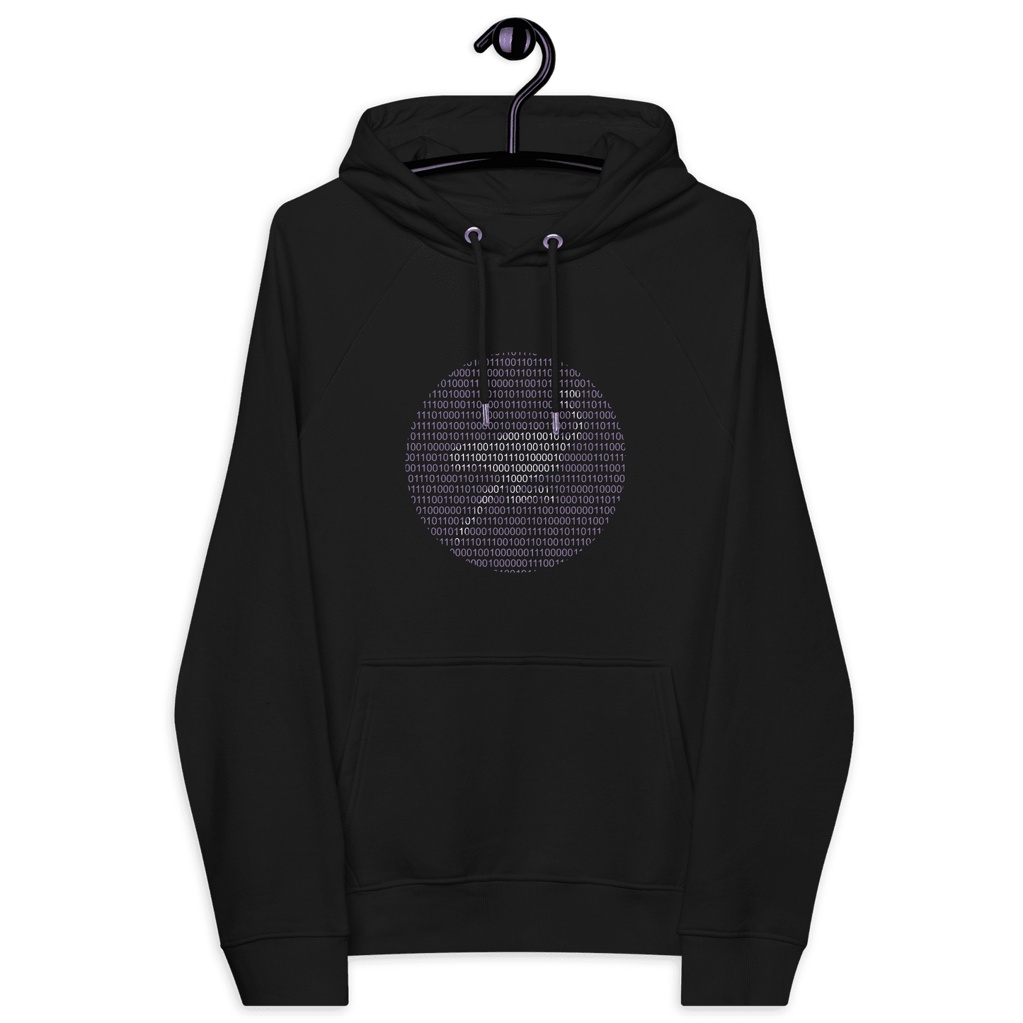 Front view of a black nostr hoodie.