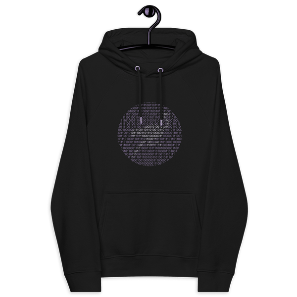 Certified eco-friendly logos for Nostr Binary Eco Raglan Nostr Hoodie