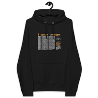 Certifications for Eco Raglan Bitcoin Hoodie featuring Genesis Block design