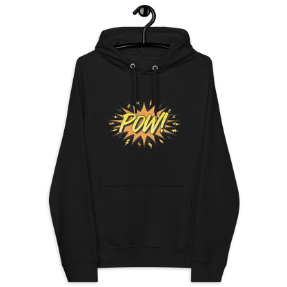 Front view of a black bitcoin hoodie.