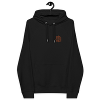 Circuit Board Hoodie with embroidered bitcoin design and eco-friendly certifications