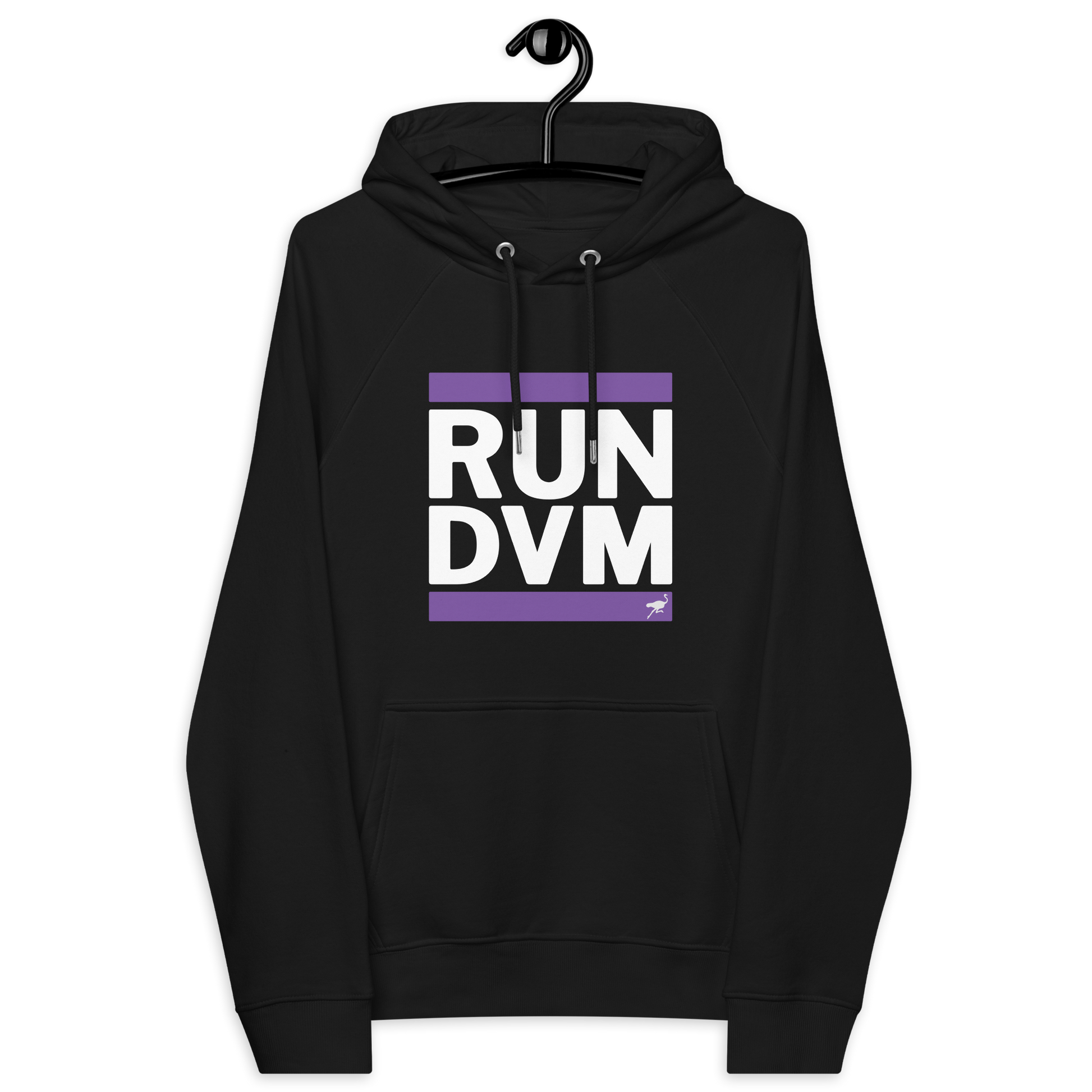 Front view of a black nostr DVM hoodie.