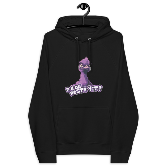 Front view of a black nostr hoodie.