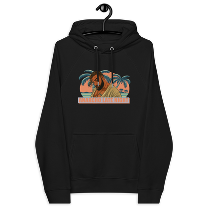 Front view of a black aln hoodie.