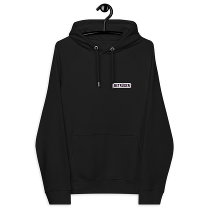 Front view of a black aln hoodie.