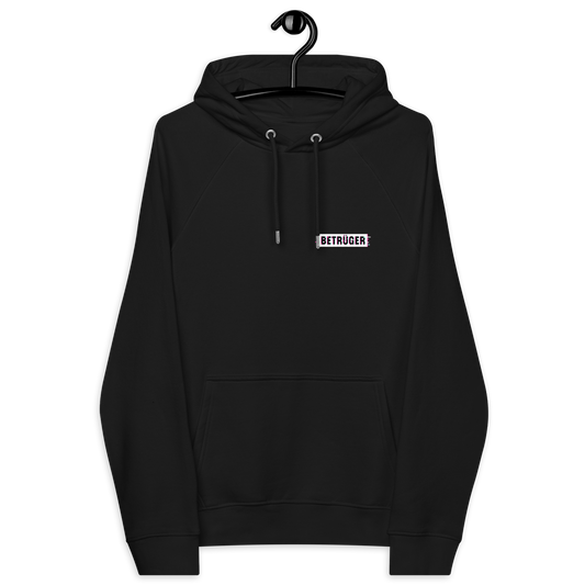 Front view of a black aln hoodie.