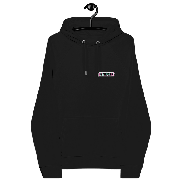 Anarcho Late Night Eco Raglan Hoodie with certification logos including OEKO-TEX, PETA, GOTS, OCS, and GRS