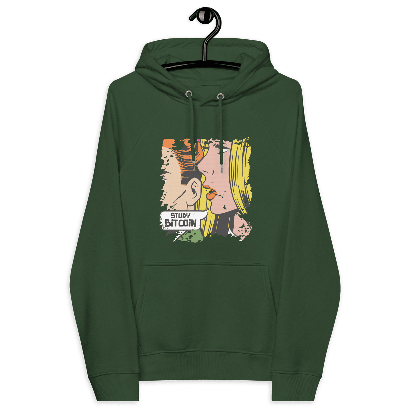 Eco-friendly Study Bitcoin Hoodie with certification logos for sustainable fashion