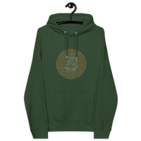 Eco-friendly Bitcoin Binary code hoodie with certification logos