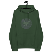 Nostr Binary eco raglan hoodie with sustainable certification logos