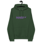 Front view of a bottle green colored nostr hoodie.