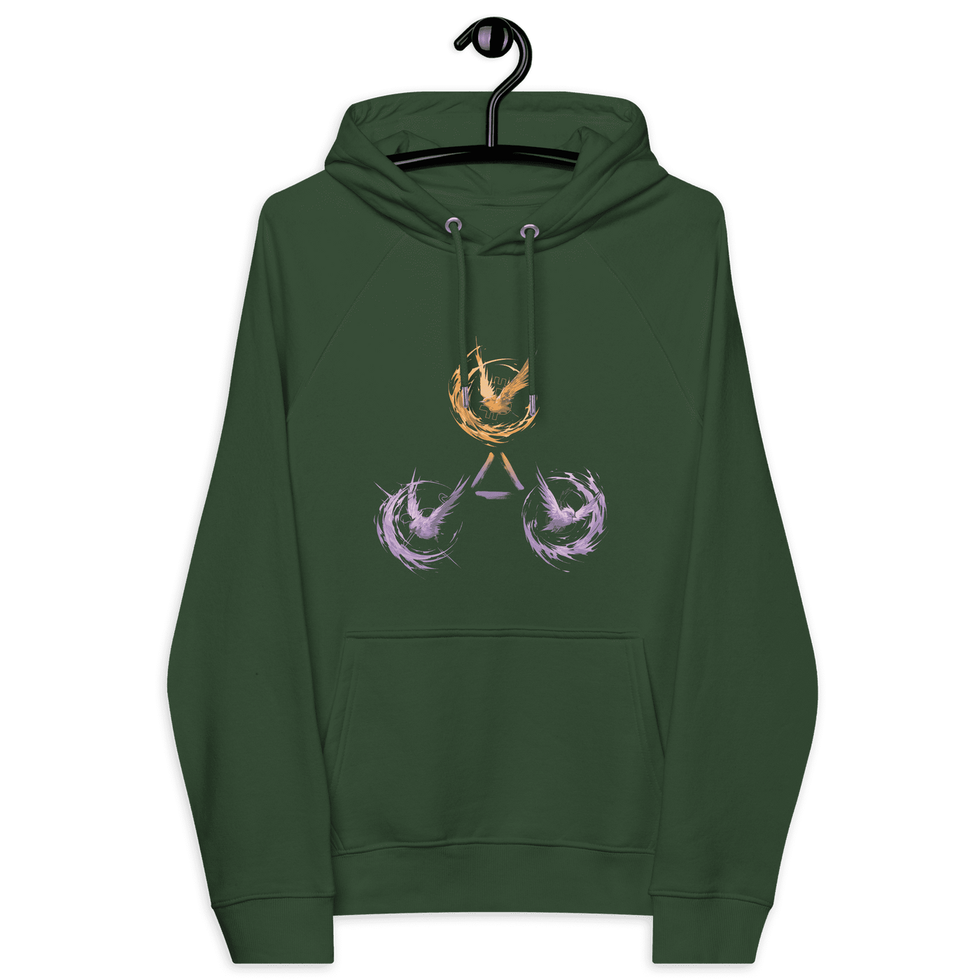 Eco-friendly Freedom Bitcoin Hoodie featuring certifications OEKO-TEX, PETA, GOTS, OCS, and GRS logos
