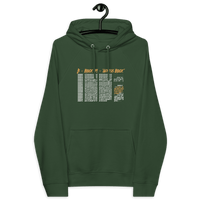 Front view of a bottle green colored bitcoin hoodie.