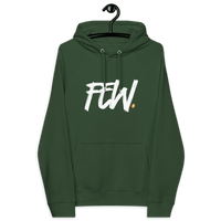 Certification logos for eco-friendly Few Bitcoin Hoodie including OEKO-TEX, PETA, GOTS, OCS, and GRS tags