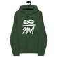 Front view of a bottle green colored bitcoin hoodie.