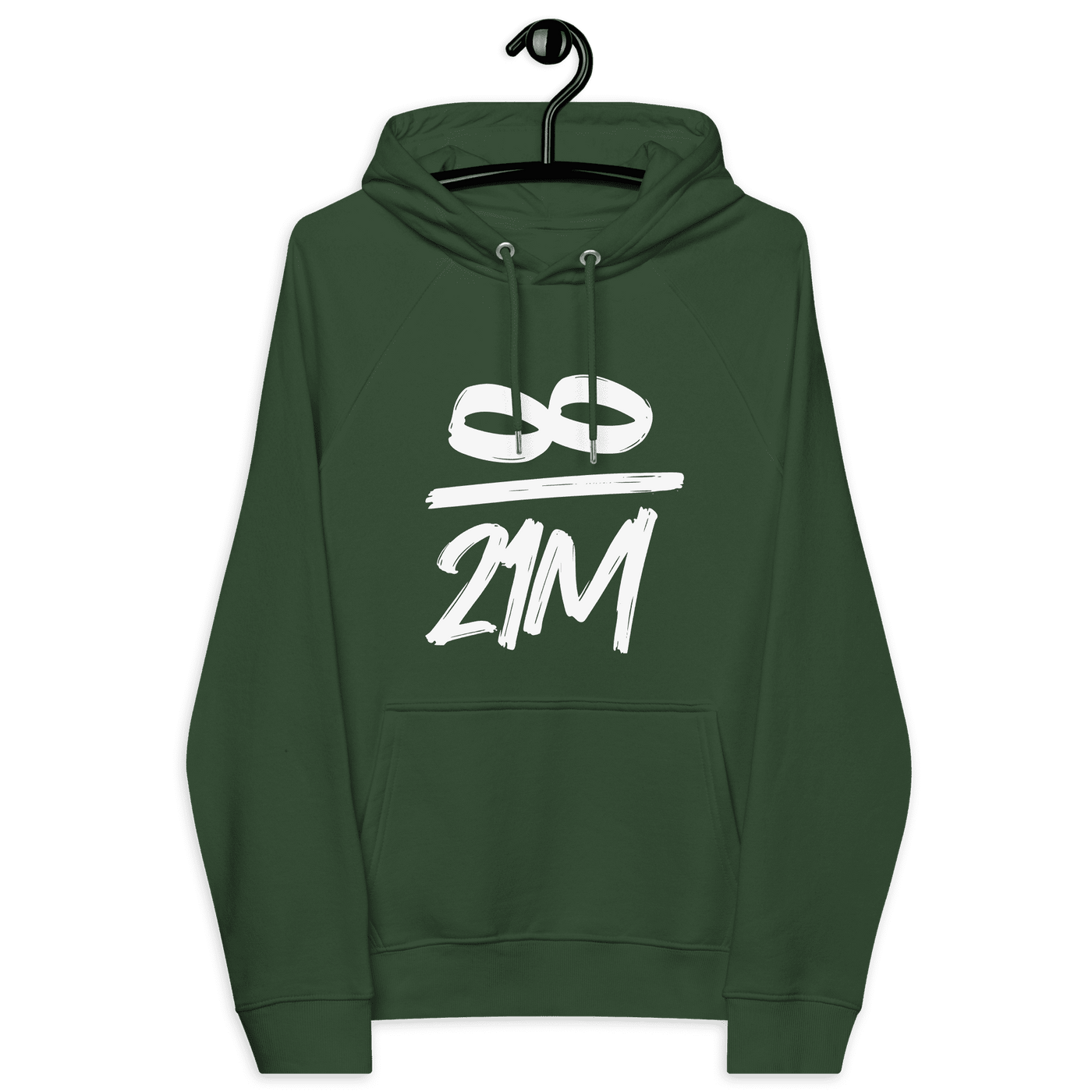 Eco-friendly Infinity 21M Bitcoin hoodie with multiple sustainable certifications