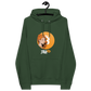 Front view of a bottle green colored bitcoin hoodie.