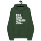 Front view of a bottle green colored bitcoin hoodie.