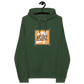 Front view of a bottle green
 bitcoin hoodie.