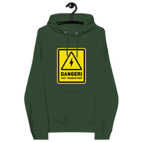 Certification logos for OEKO-TEX, PETA, GOTS, OCS, GRS on Eco Raglan Lightning Hoodie
