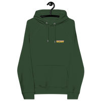 Certification logos for OEKO-TEX, PETA, GOTS, OCS, and GRS related to Michael Monday Anarcho Late Night Eco Raglan Hoodie