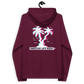 Back view of a burgundy aln hoodie.