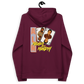Back view of a burgundy aln hoodie.