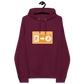 Front view of a burgundy bitcoin hoodie.