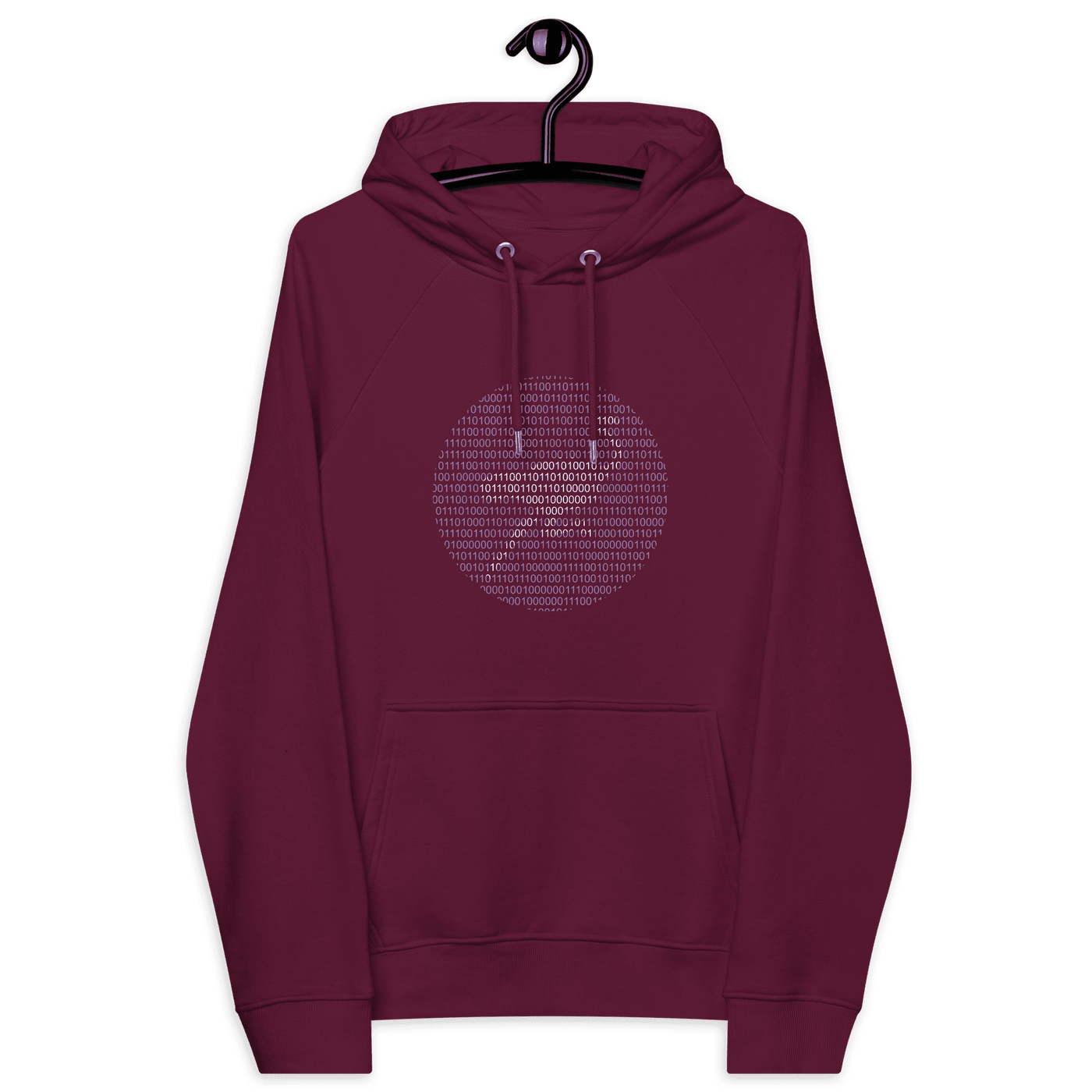 Eco-friendly certified badges for Nostr Binary hoodie including OEKO-TEX, PETA, GOTS, OCS, and GRS logos