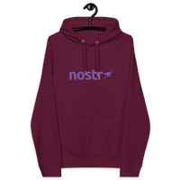 Front view of a burgundy nostr hoodie.