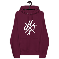 Certified eco-friendly and cruelty-free badges on UTXO management Eco Raglan Bitcoin Hoodie