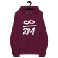 Front view of a burgundy bitcoin hoodie.