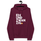 Front view of a burgundy bitcoin hoodie.