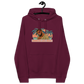 Front view of a burgundy aln hoodie.