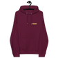 Front view of a burgundy aln hoodie.
