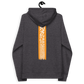 Back view of a charcoal melange colored bitcoin hoodie.
