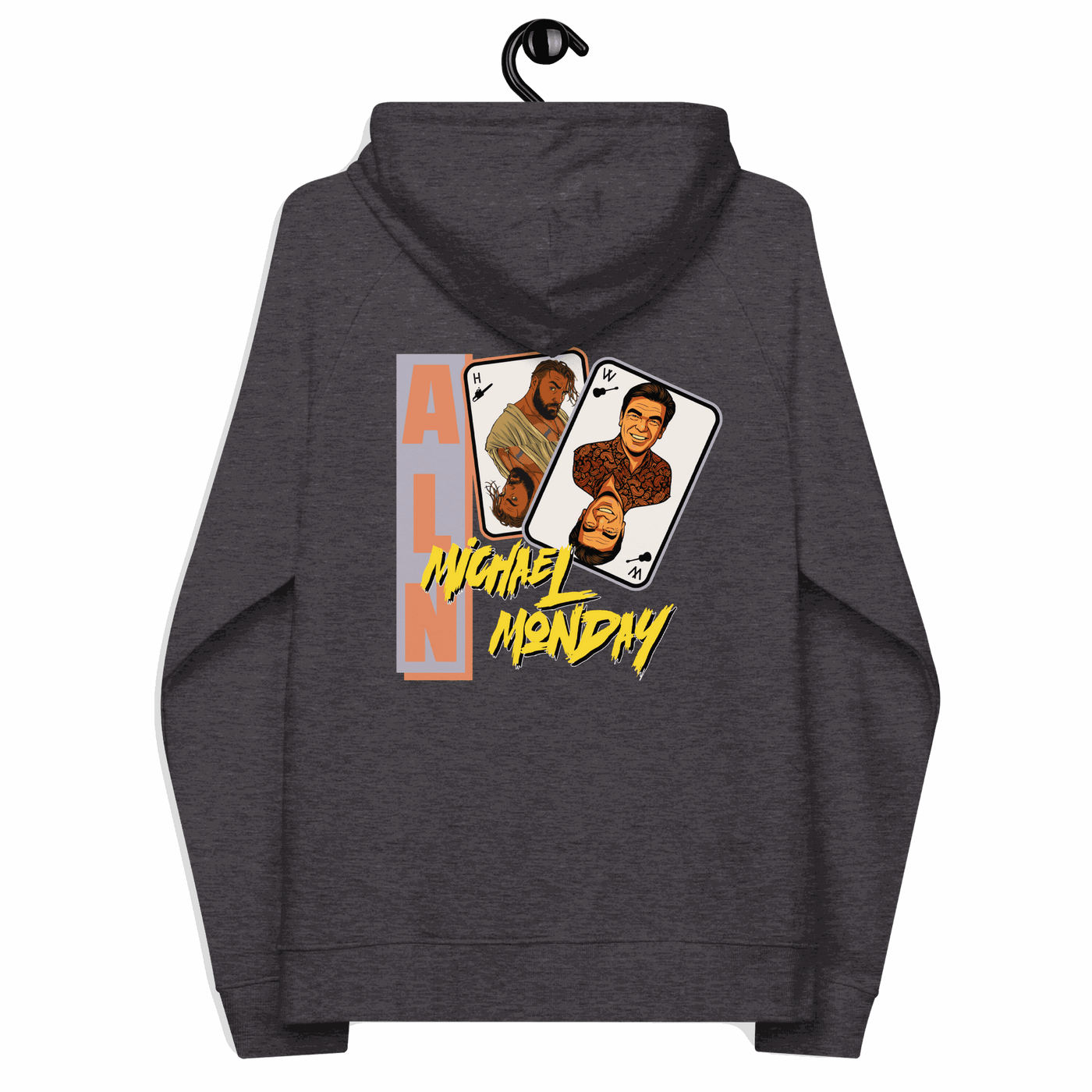 Certification logos for Michael Monday Anarcho Late Night Eco Raglan Hoodie including OEKO-TEX, PETA, GOTS, OCS, GRS