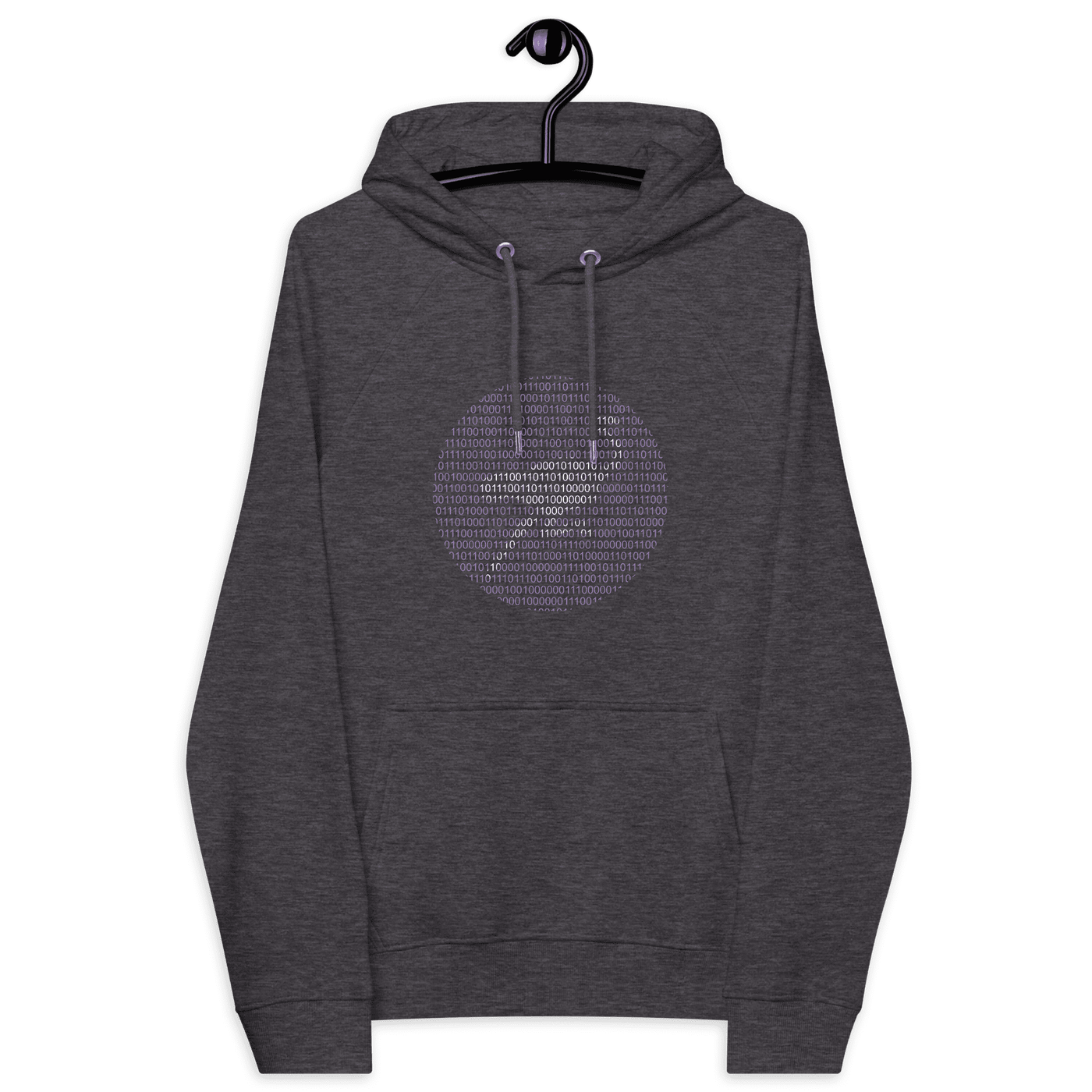 Nostr Binary eco raglan hoodie with sustainable certification logos
