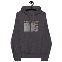 Front view of a charcoal melange colored bitcoin hoodie.